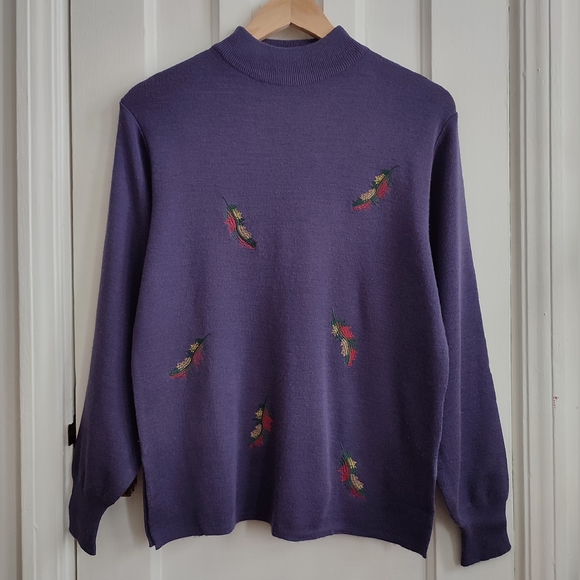 Sweaters - Women's sweater top mock neck wool sweater 80s 90s vintage sweater